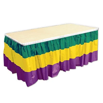 Plush Appeal, LLC Party Supplies Purple, Green And Gold Mardi Gras Table Skirting 29" X 14' (Each) Plush Appeal, LLC Party Supplies Purple, Green And Gold Mardi Gras Table Skirting 29" X 14' (Each)