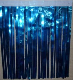 Mardi Gras Spot Blue Metallic Fringe 14 Inch X 10 Feet (Roll)