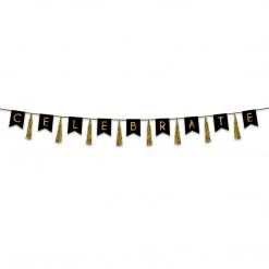 Plush Appeal, LLC Party Supplies Celebrate Tassel Banner 13" X 12' (Each)