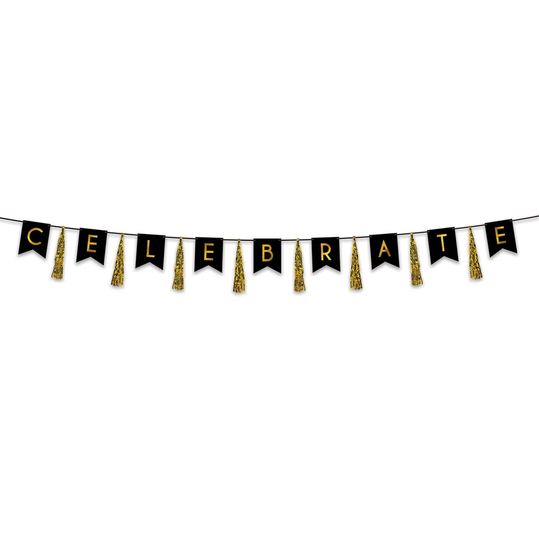 Plush Appeal, LLC Party Supplies Celebrate Tassel Banner 13" X 12' (Each) 3 Plush Appeal, LLC Party Supplies Celebrate Tassel Banner 13" X 12' (Each)