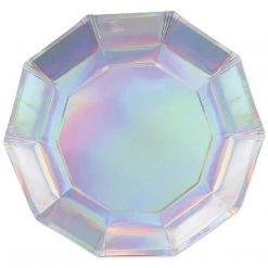 Plush Appeal, LLC Party Supplies Iridescent Decagon Plate 9" (Pack Of 8)