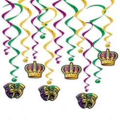 Mardi Gras Spot Mardi Gras Whirl Hanging Decoration 17.5" To 31.5" (Each) Party Supplies