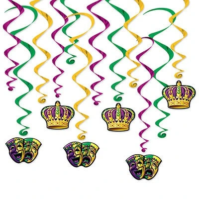 Mardi Gras Spot Mardi Gras Whirl Hanging Decoration 17.5" To 31.5" (Each) Party Supplies 3 Mardi Gras Spot Mardi Gras Whirl Hanging Decoration 17.5" To 31.5" (Each) Party Supplies