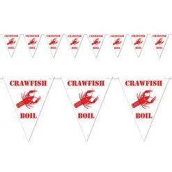 Plush Appeal, LLC Party Supplies Crawfish Boil Pennant Banner 11" X 12' (Each)