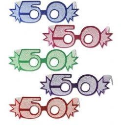 Sale Birthday "50" Glittered Foil Eyeglasses (Each)