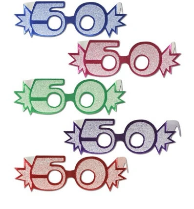 Sale Birthday "50" Glittered Foil Eyeglasses (Each) Sale Birthday "50" Glittered Foil Eyeglasses (Each)