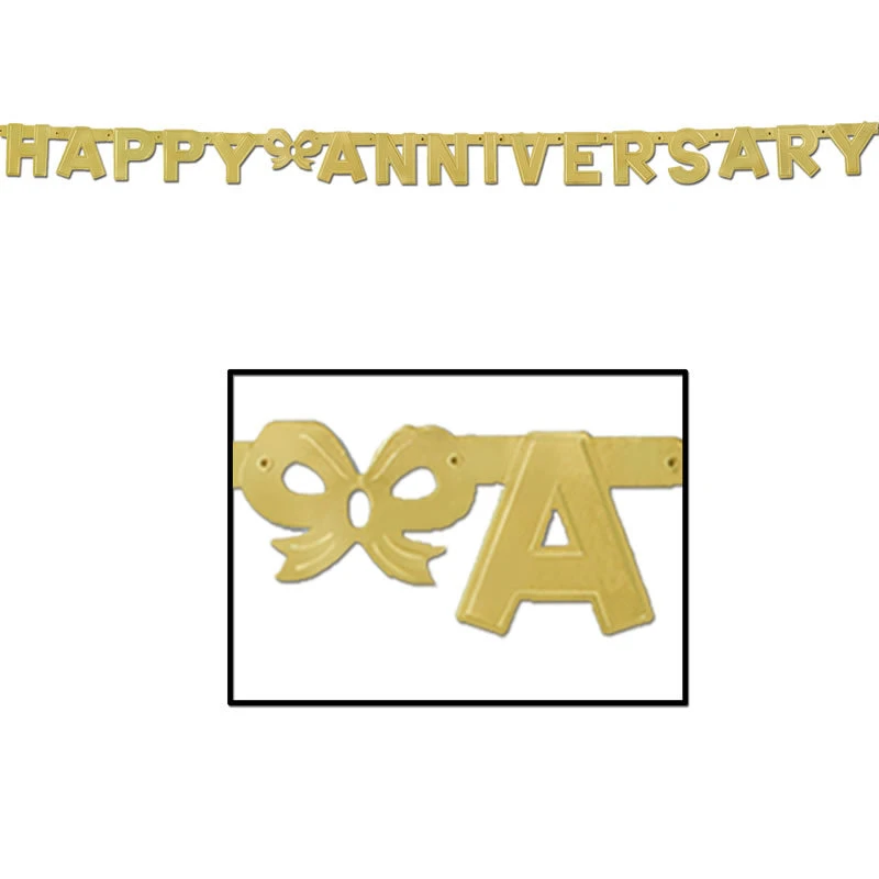 Sale Party Supplies Foil Happy Anniversary Gold Streamer 4.25" X 6' (Each) 3 Sale Party Supplies Foil Happy Anniversary Gold Streamer 4.25" X 6' (Each)