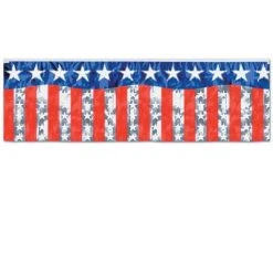 Plush Appeal, LLC Metallic Stars And Stripes Fringe Banner 14" X 4' (Each) Party Supplies