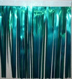 Mardi Gras Spot Teal Metallic Fringe 14 Inch X 10 Feet (Roll) Party Supplies