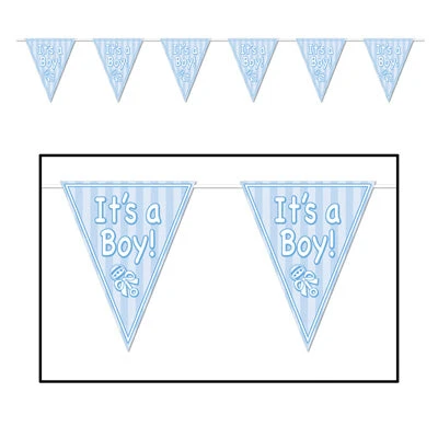 Plush Appeal, LLC It's A Boy Pennant Banner 10" X 12' (Each) 3 Plush Appeal, LLC It's A Boy Pennant Banner 10" X 12' (Each)