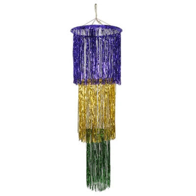 Mardi Gras Spot 3-Tier Metallic Shimmering Chandelier - Purple, Green And Gold 4' (Each) Party Supplies 3 Mardi Gras Spot 3-Tier Metallic Shimmering Chandelier - Purple, Green And Gold 4' (Each) Party Supplies
