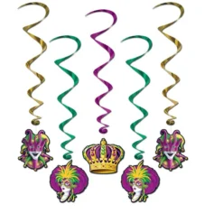 Plush Appeal, LLC Party Supplies Mardi Gras Whirl 3' 4" (Pack Of 5)