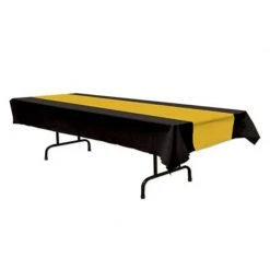 Plush Appeal, LLC Black And Gold Table Cover 54" X 180" (Each) Party Supplies