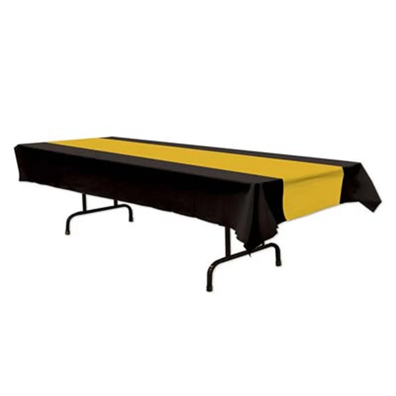 Plush Appeal, LLC Black And Gold Table Cover 54" X 180" (Each) Party Supplies Plush Appeal, LLC Black And Gold Table Cover 54" X 180" (Each) Party Supplies