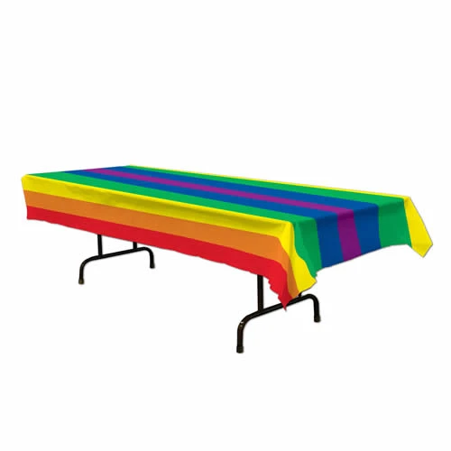 Mardi Gras Spot Rainbow Table Cover 54" X 108" (Each) 3 Mardi Gras Spot Rainbow Table Cover 54" X 108" (Each)