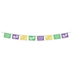 Plush Appeal, LLC Party Supplies Mardi Gras Picado Style Pennant Banner 8" X 12' (Each)