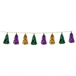 Mardi Gras Spot Purple, Green And Gold Metallic Tassel Garland 8' X 9.75" (Each) Party Supplies