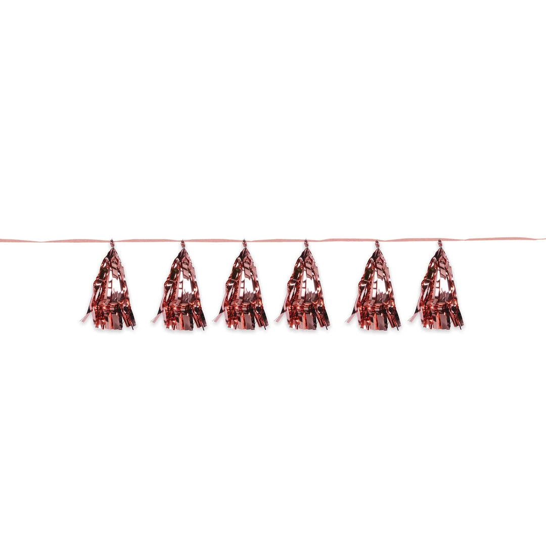 Plush Appeal, LLC Rose Gold Metallic Tassel Garland 8' X 9.75" (Each) Party Supplies 3 Plush Appeal, LLC Rose Gold Metallic Tassel Garland 8' X 9.75" (Each) Party Supplies