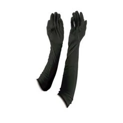 Plush Appeal, LLC Party Supplies Black Long Satin Elastic Gloves (Each)