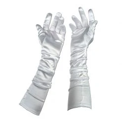 Plush Appeal, LLC White Long Satin Elastic Gloves 18.5" (Pair)