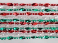 Mardi Gras Spot 60 Inch Swirl Metallic Green, Red And White Mardi Gras Beads - CASE (25 DOZEN)
