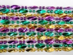 Mardi Gras Spot 60" Swirl Metallic Purple, Gold And Green Mardi Gras Beads