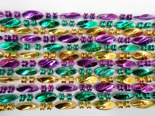 Mardi Gras Spot 60" Swirl Metallic Purple, Gold And Green Mardi Gras Beads Mardi Gras Spot 60" Swirl Metallic Purple, Gold And Green Mardi Gras Beads