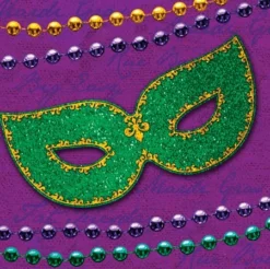Mardi Gras Spot Tableware Rue Bourbon 2-Ply Beverage Napkins (Pack Of 18)
