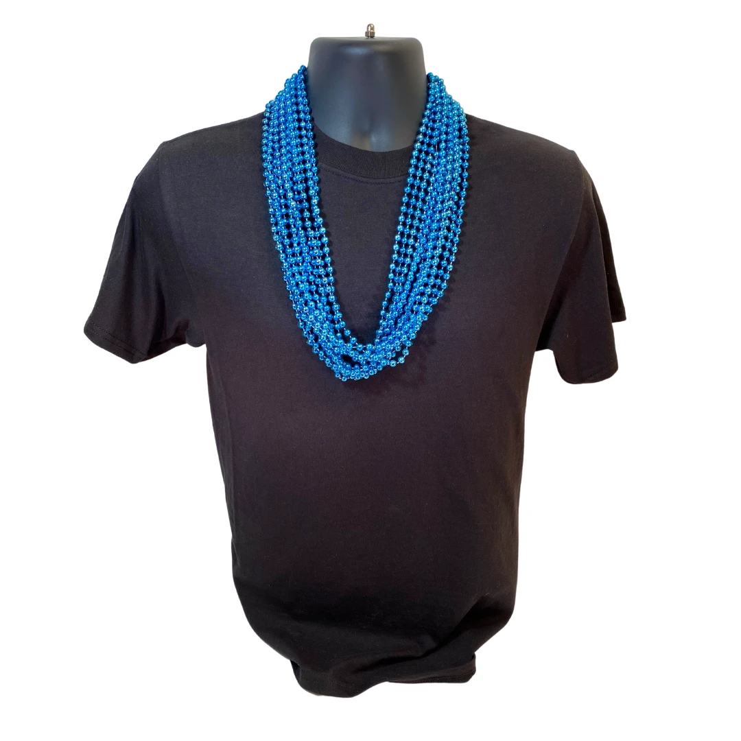 TB33 33" Round Metallic Light Blue Mardi Gras Beads (6 Dozen - 72 Necklaces) 4 TB33 33" Round Metallic Light Blue Mardi Gras Beads (6 Dozen - 72 Necklaces)