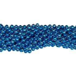 TB33 33" Round Metallic Light Blue Mardi Gras Beads (6 Dozen - 72 Necklaces)