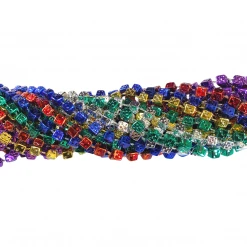 '- No Manufacturer - 33" 7mm Dice Metallic 6 Color Mardi Gras Beads