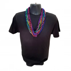 '- No Manufacturer - 33" 7mm Dice Metallic 6 Color Mardi Gras Beads