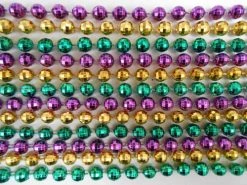 Mardi Gras Spot 33" 7.5mm Globe Metallic Purple, Gold And Green Mardi Gras Beads