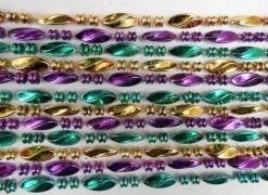 Plush Appeal, LLC 72" Swirl Metallic Purple, Gold And Green Mardi Gras Beads