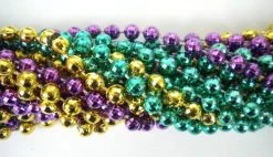 TB33 33" Globe Metallic Purple, Gold And Green Mardi Gras Beads (6 Dozen - 72 Necklaces)
