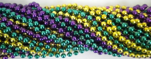 TB33 33" Round Metallic Purple, Gold And Green Mardi Gras Beads (6 Dozen - 72 Necklaces) 3 TB33 33" Round Metallic Purple, Gold And Green Mardi Gras Beads (6 Dozen - 72 Necklaces)