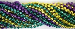 Sale 33" Round Metallic Purple, Gold And Green Mardi Gras Beads - Case (60 Dozen)