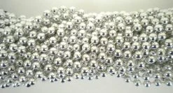 TB33 33" Round Metallic Silver Mardi Gras Beads (6 Dozen - 72 Necklaces)