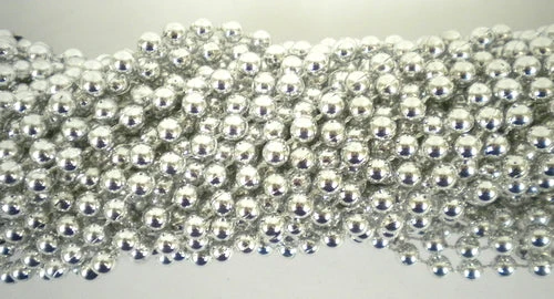 TB33 33" Round Metallic Silver Mardi Gras Beads (6 Dozen - 72 Necklaces) 3 TB33 33" Round Metallic Silver Mardi Gras Beads (6 Dozen - 72 Necklaces)