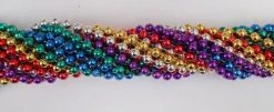 Mardi Gras Spot 48" 7mm Round Metallic 6 Color Mardi Gras Beads