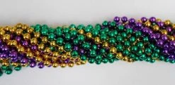 '- No Manufacturer - 33" 7.5mm Round Metallic Purple, Gold And Green Mardi Gras Beads