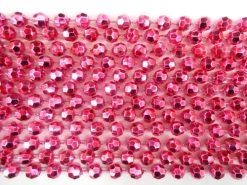 Mardi Gras Spot 48" 8mm Cut Metallic Hot Pink Mardi Gras Beads