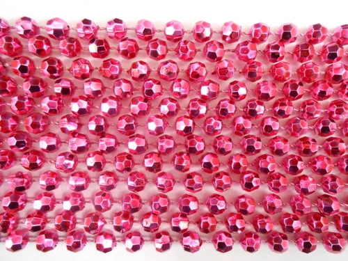 Mardi Gras Spot 48" 8mm Cut Metallic Hot Pink Mardi Gras Beads 3 Mardi Gras Spot 48" 8mm Cut Metallic Hot Pink Mardi Gras Beads