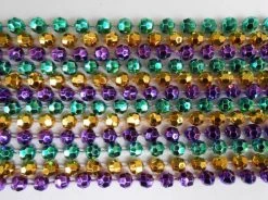 Mardi Gras Spot 48" 8mm Cut Metallic Purple, Gold And Green Mardi Gras Beads