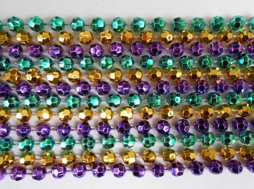 Mardi Gras Spot 48" 8mm Cut Metallic Purple, Gold And Green Mardi Gras Beads 3 Mardi Gras Spot 48" 8mm Cut Metallic Purple, Gold And Green Mardi Gras Beads