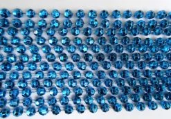 Mardi Gras Spot 48" 8mm Cut Metallic Turquoise Mardi Gras Beads
