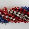 Mardi Gras Spot 48" 8mm Round Metallic Red Blue And Silver Mardi Gras Beads