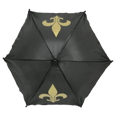 Mardi Gras Spot Black Umbrella With Metallic Gold Fleur De Lis 14.5" (Each)