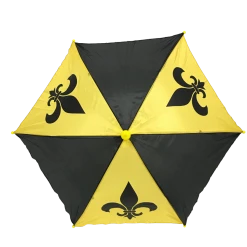 Mardi Gras Spot Black And Gold Umbrella With Fleur De Lis 14.5" (Each)