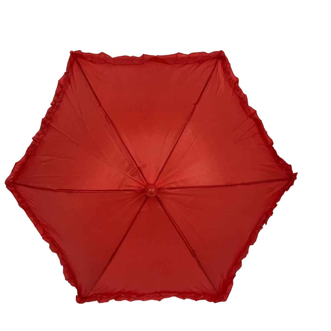 Mardi Gras Spot Novelties Red Umbrella With Red Ruffle 14.5" (Each) 3 Mardi Gras Spot Novelties Red Umbrella With Red Ruffle 14.5" (Each)